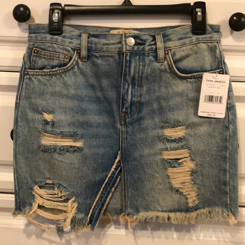 Tag on! Free People, distressed, relaxed fit skirt